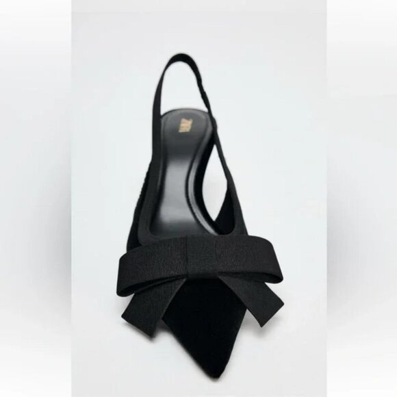 ZARA VELVET LOOK BOW SLINGBACK - Picture 1 of 5